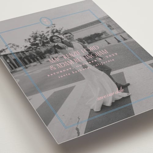 This is a sea save the date with standard by Owl and Toad called sophisticate printing on recycled smooth signature in standard