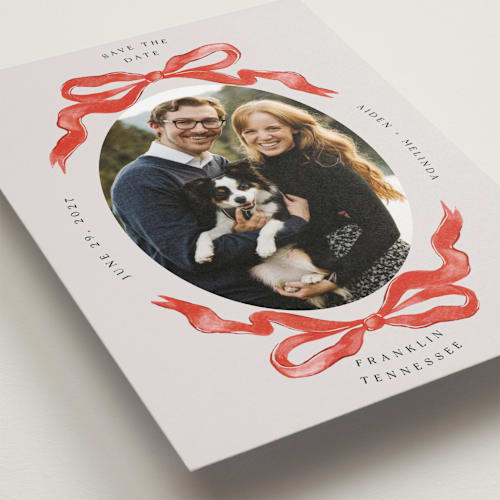 This is a candy save the date with standard by Pati Cascino called gibson printing on recycled smooth signature in standard