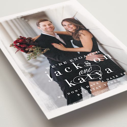 This is a marshmallow save the date with standard by chocomocacino called bollicine printing on recycled smooth signature in standard