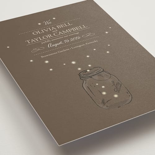 This is a zuni brown wedding announcements with standard by Paige Rothhaar called fireflies printing on signature in standard