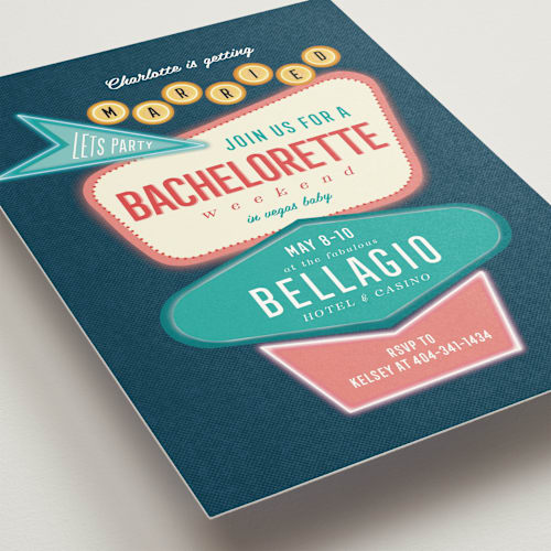 This is a velvet bachelorette party invitations with standard by Cindy Reynolds called vintage sign printing on signature in standard