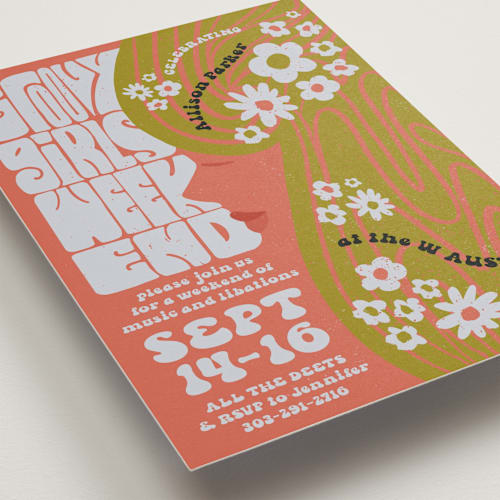 This is a azalea bachelorette party invitations with standard by Jenna Holcomb called wild child printing on signature in standard