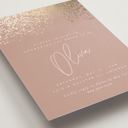 This is a sand bridal shower invitations with foil pressed by JoAnn Jinks called showers printing on signature in standard