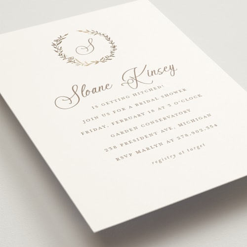 This is a ice bridal shower invitations with foil pressed by chocomocacino called manouti printing on signature in standard