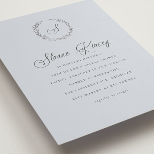 This is a robin’s egg bridal shower invitations with foil pressed by chocomocacino called manouti printing on signature in standard