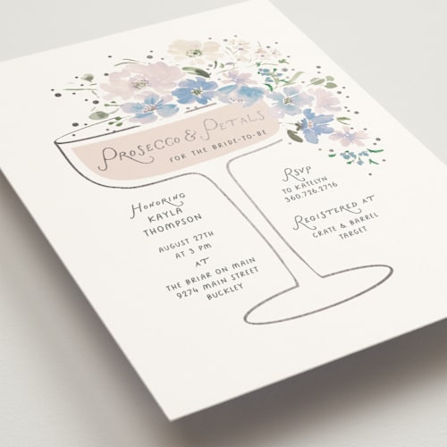 This is a bluebell bridal shower invitations with foil pressed by Itsy Belle Studio called prosecco & petals printing on signature in standard