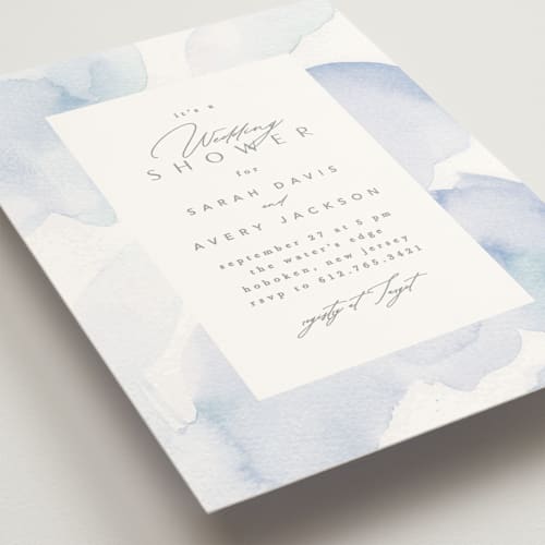 This is a lagoon bridal shower invitations with standard by Creo Study called flow printing on signature in standard