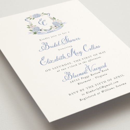 This is a periwinkle bridal shower invitations with standard by Design Lotus called sweethearts printing on signature in standard