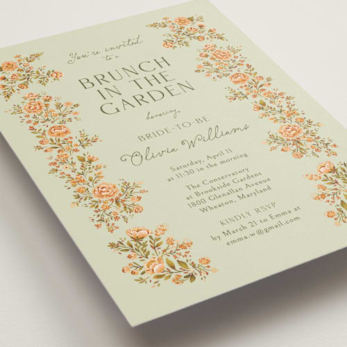 This is a meadow bridal shower invitations with standard by Paola Benenati called in the garden printing on signature in standard