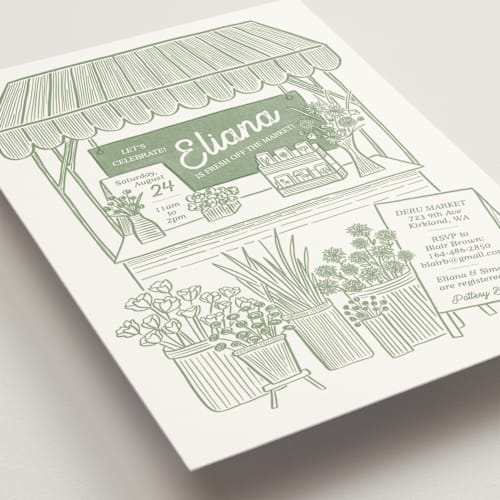 This is a mojito bridal shower invitations with standard by Carolyn Kach called fresh off the market printing on signature in standard