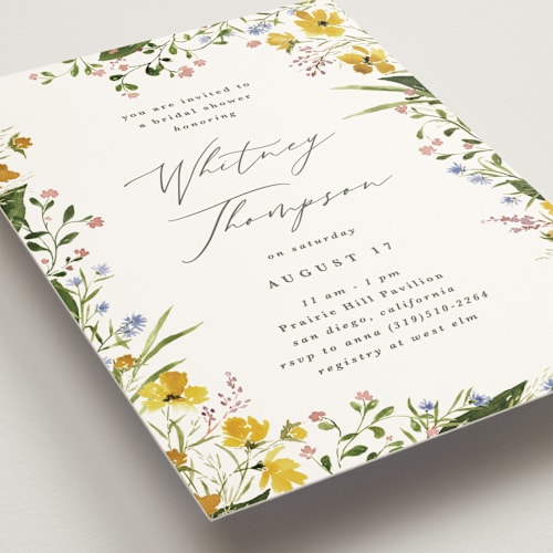 This is a sunshine bridal shower invitations with standard by Kate Ahn called briar printing on signature in standard