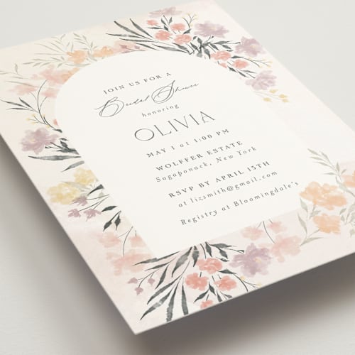 This is a blush bridal shower invitations with standard by Nicoletta Savod called spring blossom printing on signature in standard