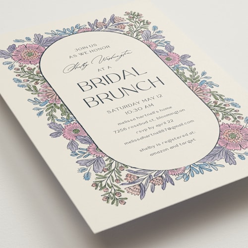 This is a hydrangea bridal shower invitations with standard by Jen Owens called fragrance printing on signature in standard