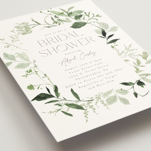 This is a meadow bridal shower invitations with standard by Everett Paper Goods called verde printing on signature in standard