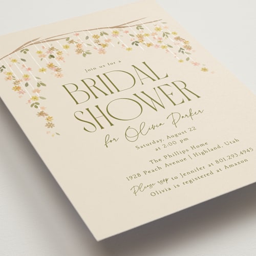 This is a cream bridal shower invitations with standard by Robert and Stella called boho branch printing on signature in standard