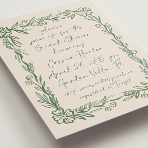 This is a meadow bridal shower invitations with standard by Petra Kern called doodled printing on signature in standard