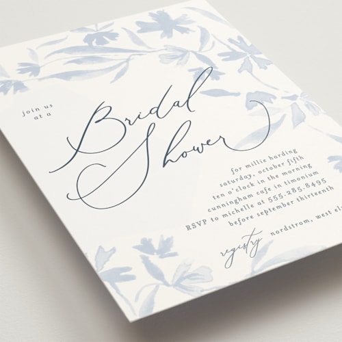 This is a delft bridal shower invitations with standard by Erin L. Wilson called garland printing on signature in standard