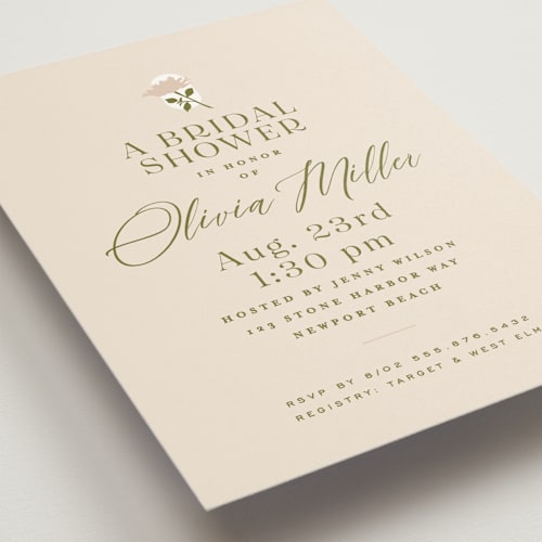 This is a meadow bridal shower invitations with standard by Owl and Toad called silhouette printing on signature in standard