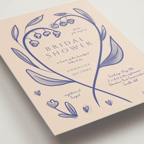 This is a nude bridal shower invitations with standard by Ani Somi called floreal printing on signature in standard