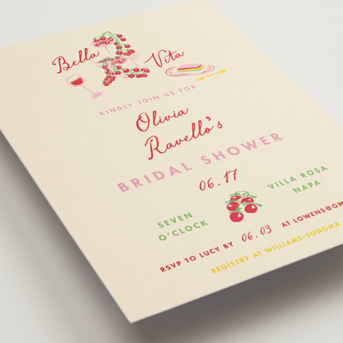 This is a rossa bridal shower invitations with standard by Sarah Rosenthal called bella vita printing on signature in standard