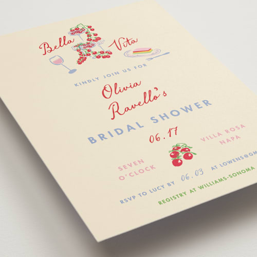 This is a aqua bridal shower invitations with standard by Sarah Rosenthal called bella vita printing on signature in standard