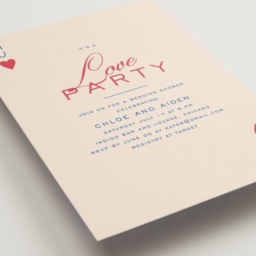 This is a azure bridal shower invitations with standard by Creo Study called love party printing on signature in standard