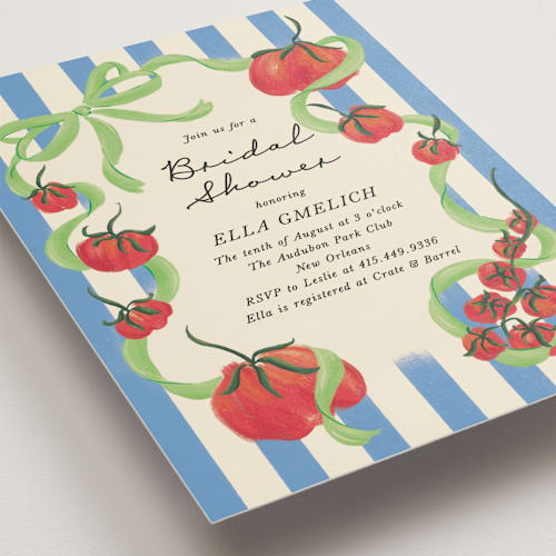 This is a lime bridal shower invitations with standard by Jackie Crawford called petit pomodoro printing on signature in standard