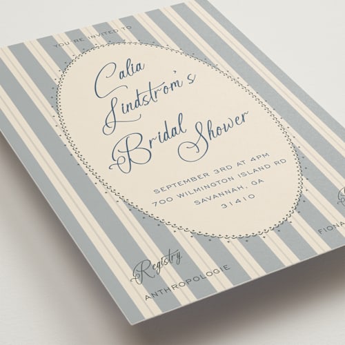 This is a ocean bridal shower invitations with standard by Ani Somi called calia printing on signature in standard