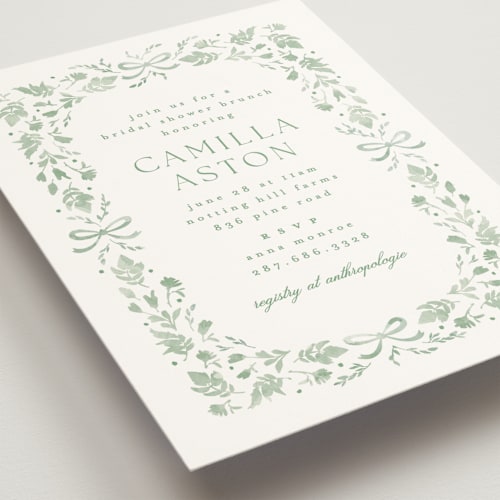 This is a leaf bridal shower invitations with standard by Kristie Kern called emmaline printing on signature in standard