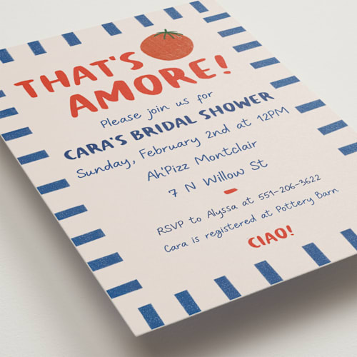 This is a bellini bridal shower invitations with standard by Julia Starr called buon appetito! printing on signature in standard