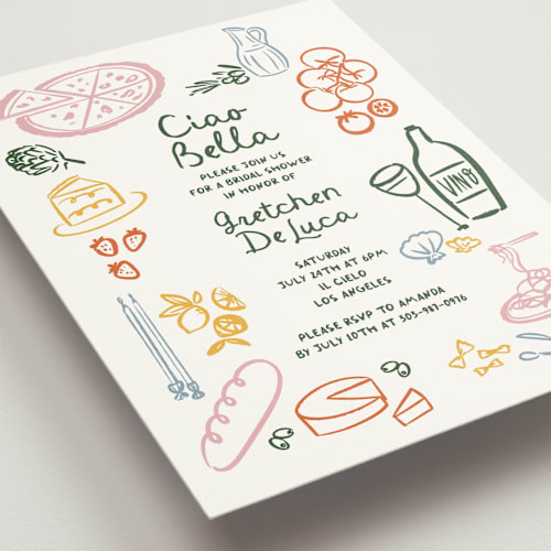This is a basil bridal shower invitations with standard by Jenna Holcomb called that's amore. printing on signature in standard
