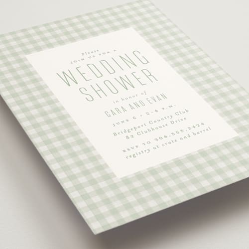 This is a mint bridal shower invitations with standard by Lea Delaveris called charming printing on signature in standard