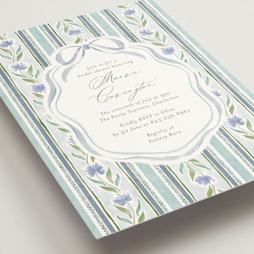 This is a cotswolds bridal shower invitations with standard by Jackie Crawford called wildflower ribbon printing on signature in standard
