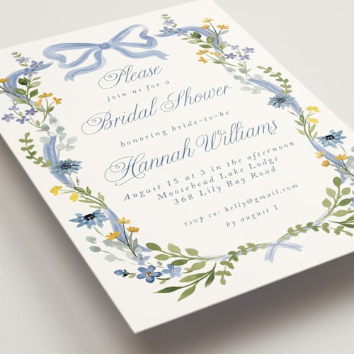 This is a bluebell bridal shower invitations with standard by Petra Kern called hand painted printing on signature in standard