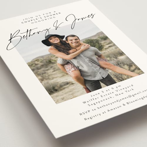 This is a snow bridal shower invitations with standard by Nicoletta Savod called signed printing on signature in standard