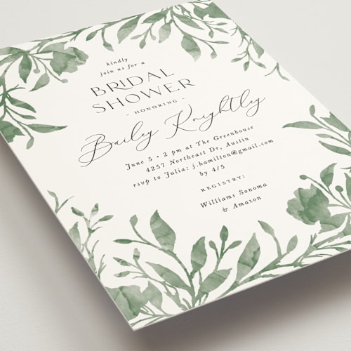 This is a meadow bridal shower invitations with standard by Melanie Kosuge called hyde park printing on signature in standard