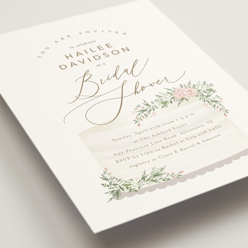 This is a petal bridal shower invitations with standard by Jennifer Postorino called sweet celebration printing on signature in standard