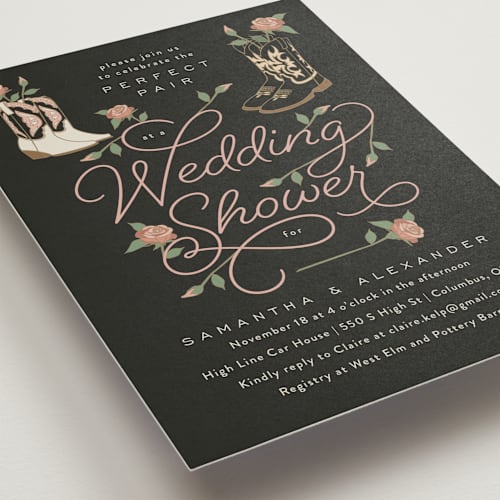 This is a cupcake bridal shower invitations with standard by Heather Schertzer called perfect pair printing on signature in standard