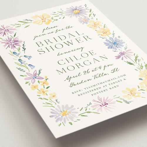 This is a meadow bridal shower invitations with standard by Petra Kern called wild flowers printing on signature in standard