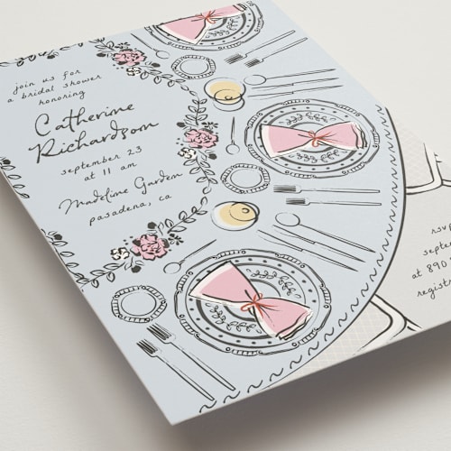 This is a lagoon bridal shower invitations with standard by Ana de Sousa called gathering joy printing on signature in standard