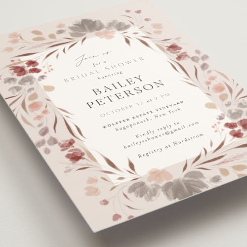 This is a maple leaf bridal shower invitations with standard by Nicoletta Savod called autumn showers printing on signature in standard
