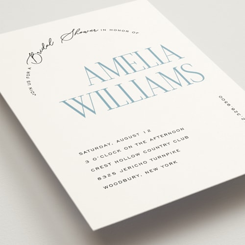 This is a aqua bridal shower invitations with standard by Pixel and Hank called arbor printing on signature in standard