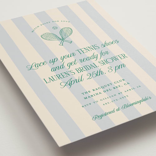 This is a sky bridal shower invitations with standard by Leia Matt called racquet club printing on signature in standard