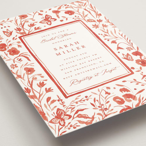 This is a scarlet bridal shower invitations with standard by Teju Reval called romantic fields printing on signature in standard