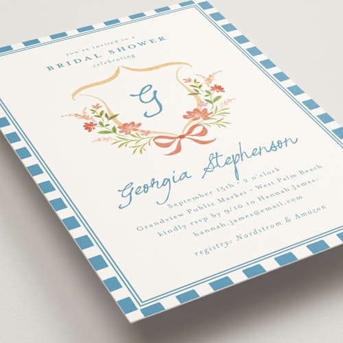 This is a capri bridal shower invitations with standard by Melanie Kosuge called grandview printing on signature in standard