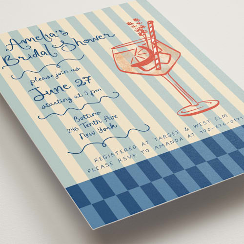 This is a seaside bridal shower invitations with standard by Jenna Holcomb called spritz printing on signature in standard