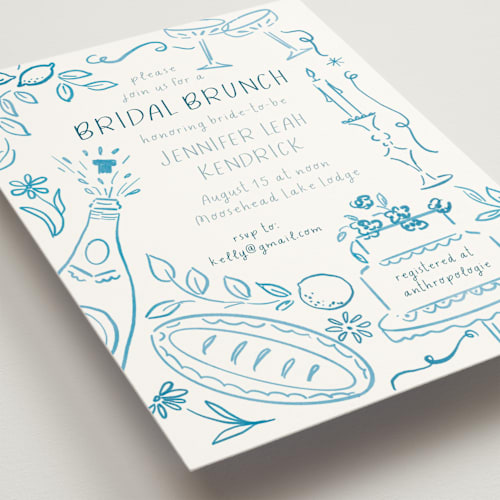 This is a jeans bridal shower invitations with standard by Petra Kern called a brunch printing on signature in standard