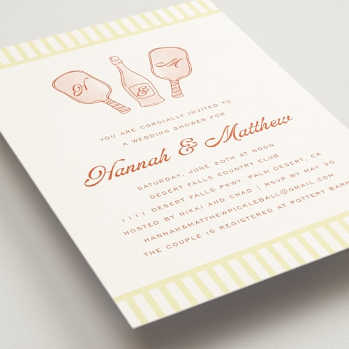 This is a citrus bridal shower invitations with standard by Ashlee Townsend called pickleball & prosecco printing on signature in standard