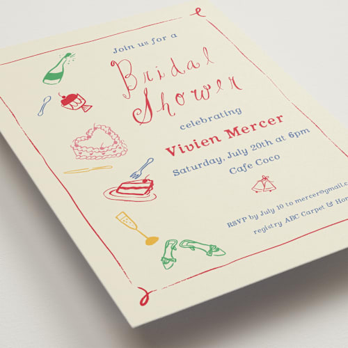 This is a fruitcake bridal shower invitations with standard by Sarah Rosenthal called heights of love printing on signature in standard