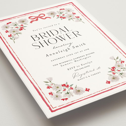 This is a holly berry bridal shower invitations with standard by Itsy Belle Studio called brianna printing on signature in standard